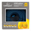Кабель HDMI Cablexpert, серия Gold, 15 м, v1.4, M/M, синий, позол.разъемы, алюминиевый корпус, нейло