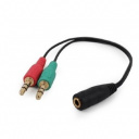 Кабель аудио сигнала Cablexpert, джек3.5 нушники + 3.5 микрофон-> джек3.5 4pin, длина 20см, черный (