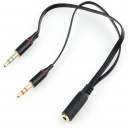 Кабель аудио Cablexpert CCAB-02-35F2M-0.2MB. 3.5 джек 4pin(F)/2х 3.5 джек(M) наушники и микрофон, че