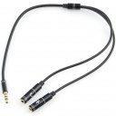 Кабель аудио Cablexpert CCAB-02-35MYHM-0.2MB. 3.5 джек 4pin(M)/2х 3.5 джек(F) наушники и микрофон, ч