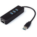 ORIENT JK-340, USB 3.0 HUB 3 Ports + Gigabit Ethernet Adapter, RTS5140 + RTL8153 chipset, RJ45 10/10