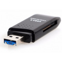 USB 3.0 Card Reader/W Mini SDXC/SD3.0/SDHC/microSD/T-Flash (CR-018B), поддержка OTG,  microUSB, черн